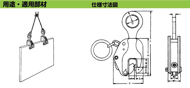 E型鋼板鉗使用圖與參數(shù)尺寸圖：龍海起重工具